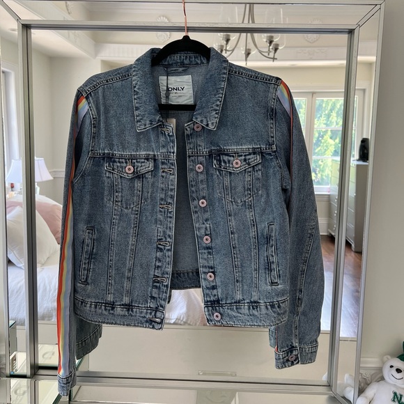 Pastel ribbon stripe classic denim jacket - Picture 8 of 9